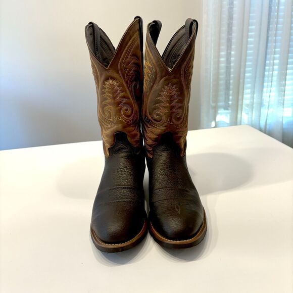 Abilene Men's Brown Leather Western Stitched Cowboy Ranch Boots Size 10 B - Picture 2 of 12